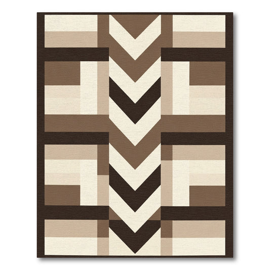 Earthy Tones Geometric Block Chevron Rug