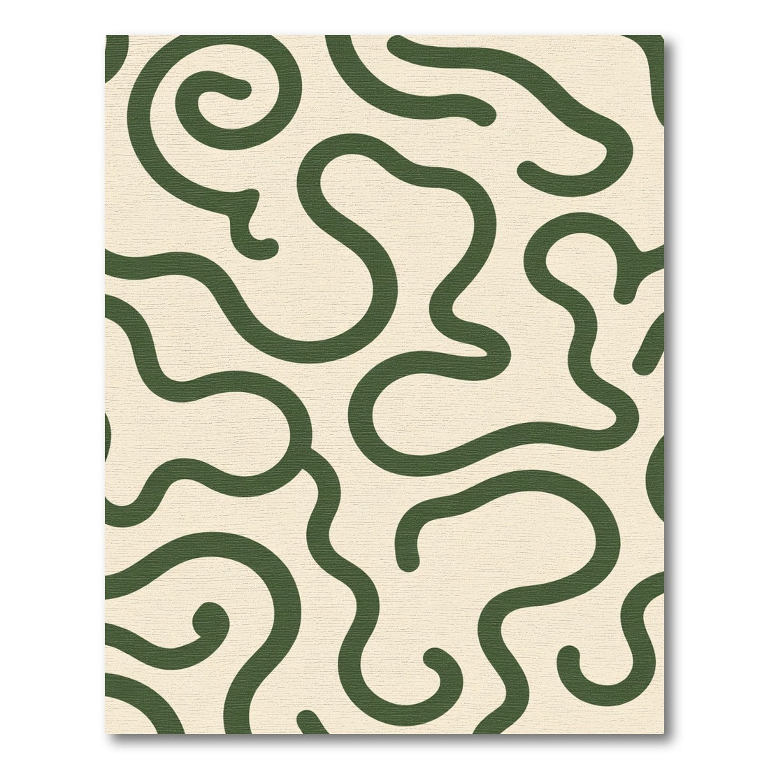 Olive Swirl Abstract Organic Lines Rug
