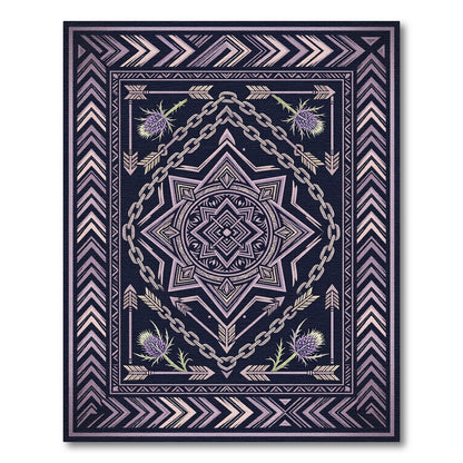 Purple Thistle Chain Arrow Mandala Rug