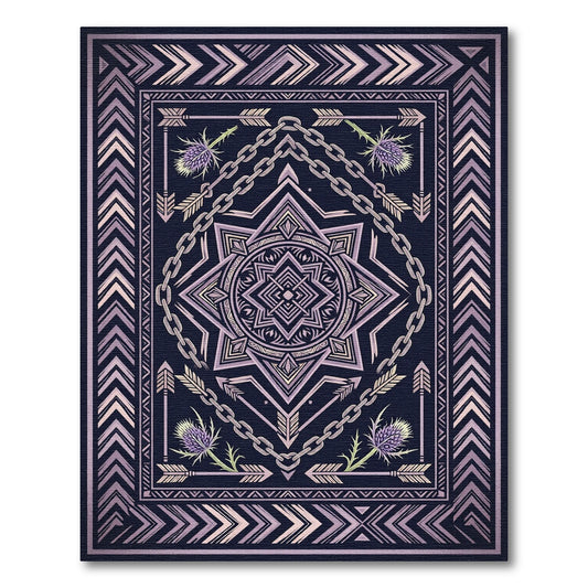 Purple Thistle Chain Arrow Mandala Rug