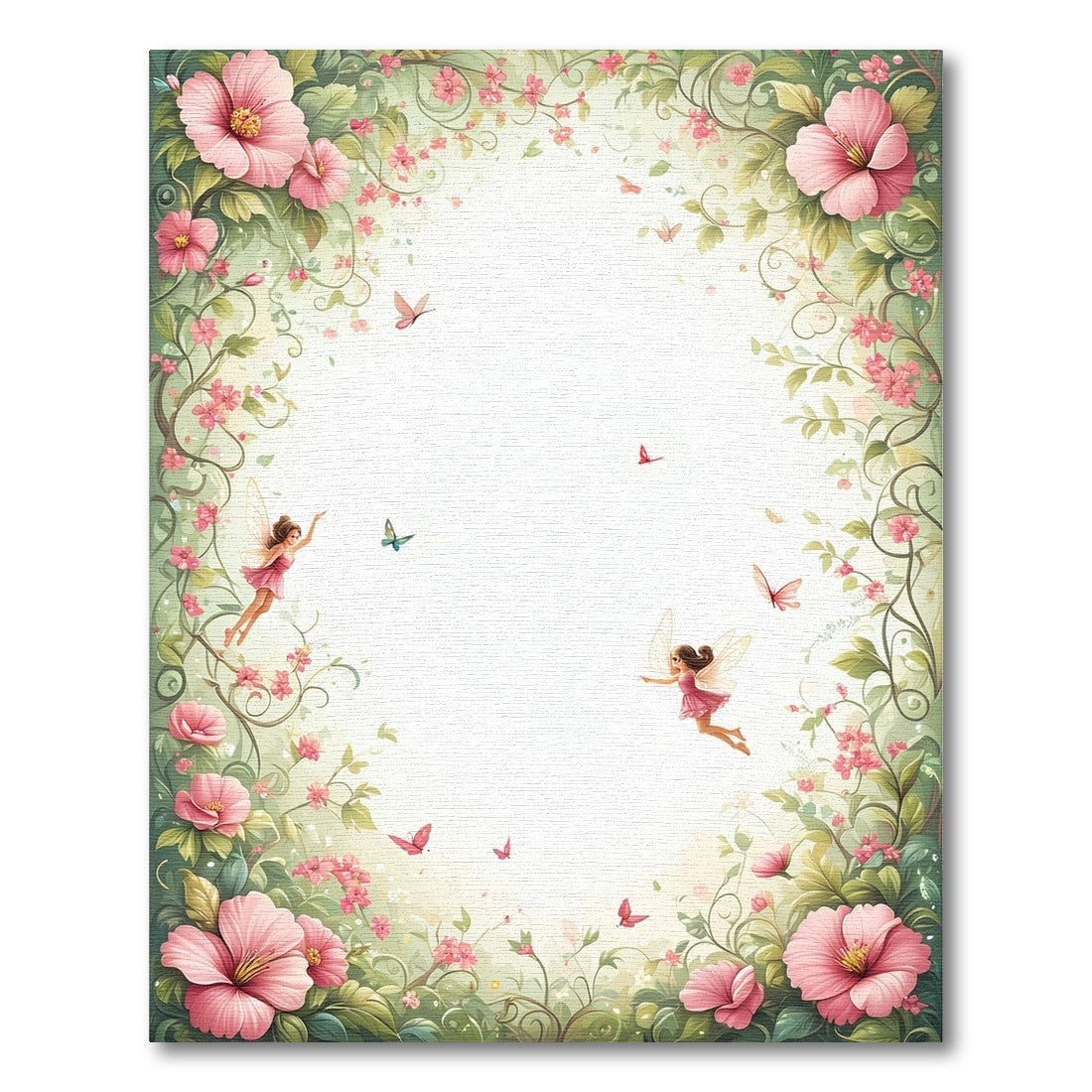 Whimsical Pink Fairy Butterflies Floral Rug