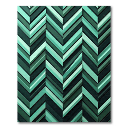 Modern Teal Chevron Inlay Rug
