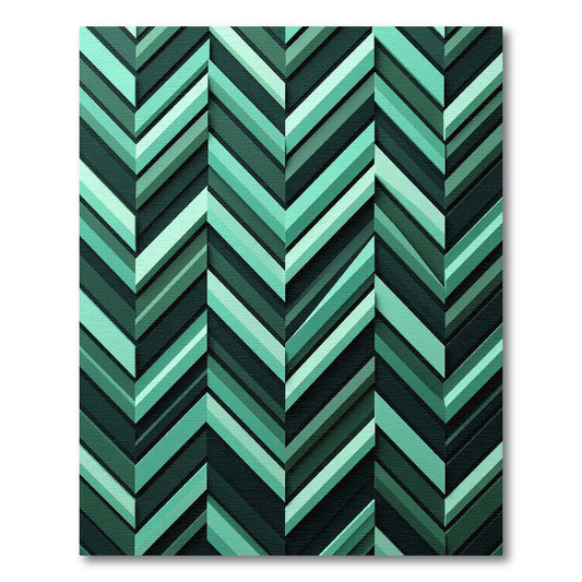 Modern Teal Chevron Inlay Rug