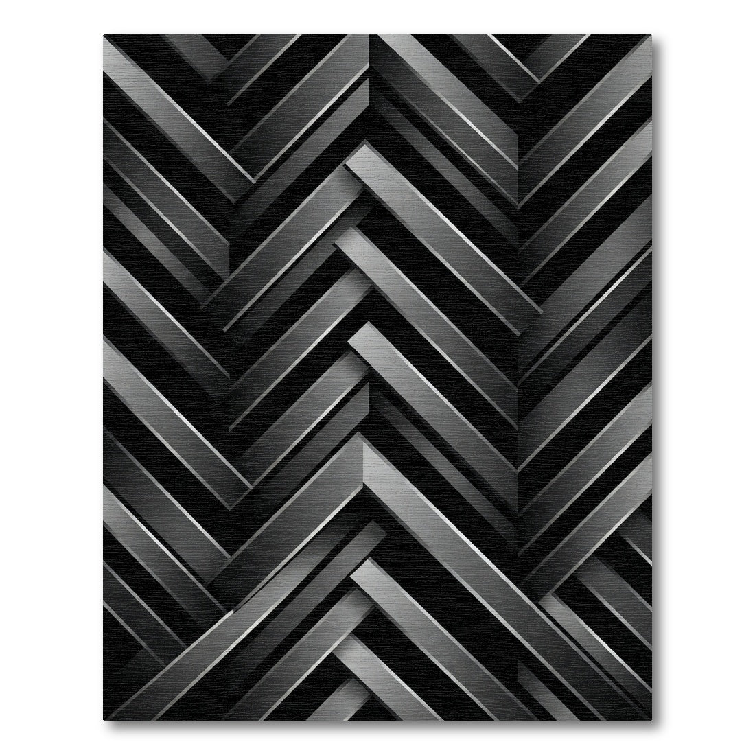 Monochrome Herringbone Interlocking Strips Rug