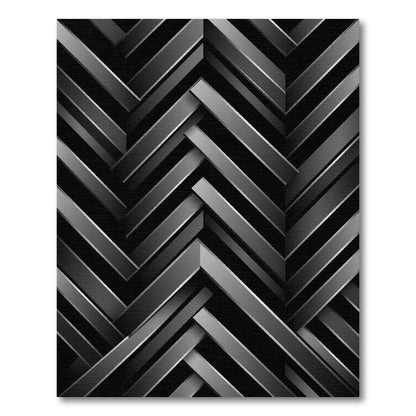 Monochrome Herringbone Interlocking Strips Rug