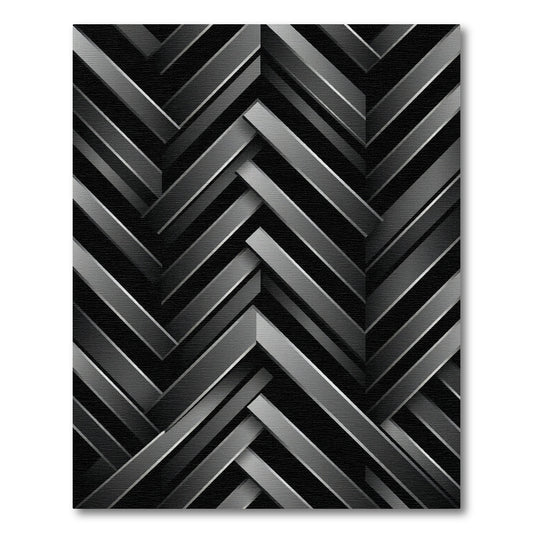 Monochrome Herringbone Interlocking Strips Rug