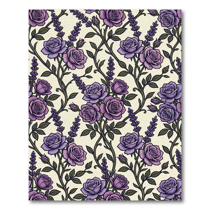Elegant Purple Rose and Lavender Botanical Rug