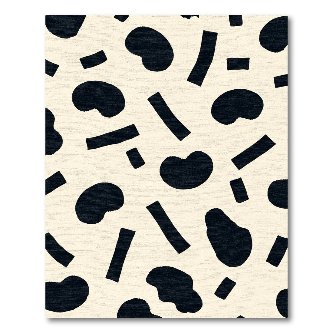 Black Organic Shapes Cream Background Rug