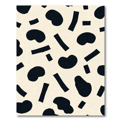 Black Organic Shapes Cream Background Rug