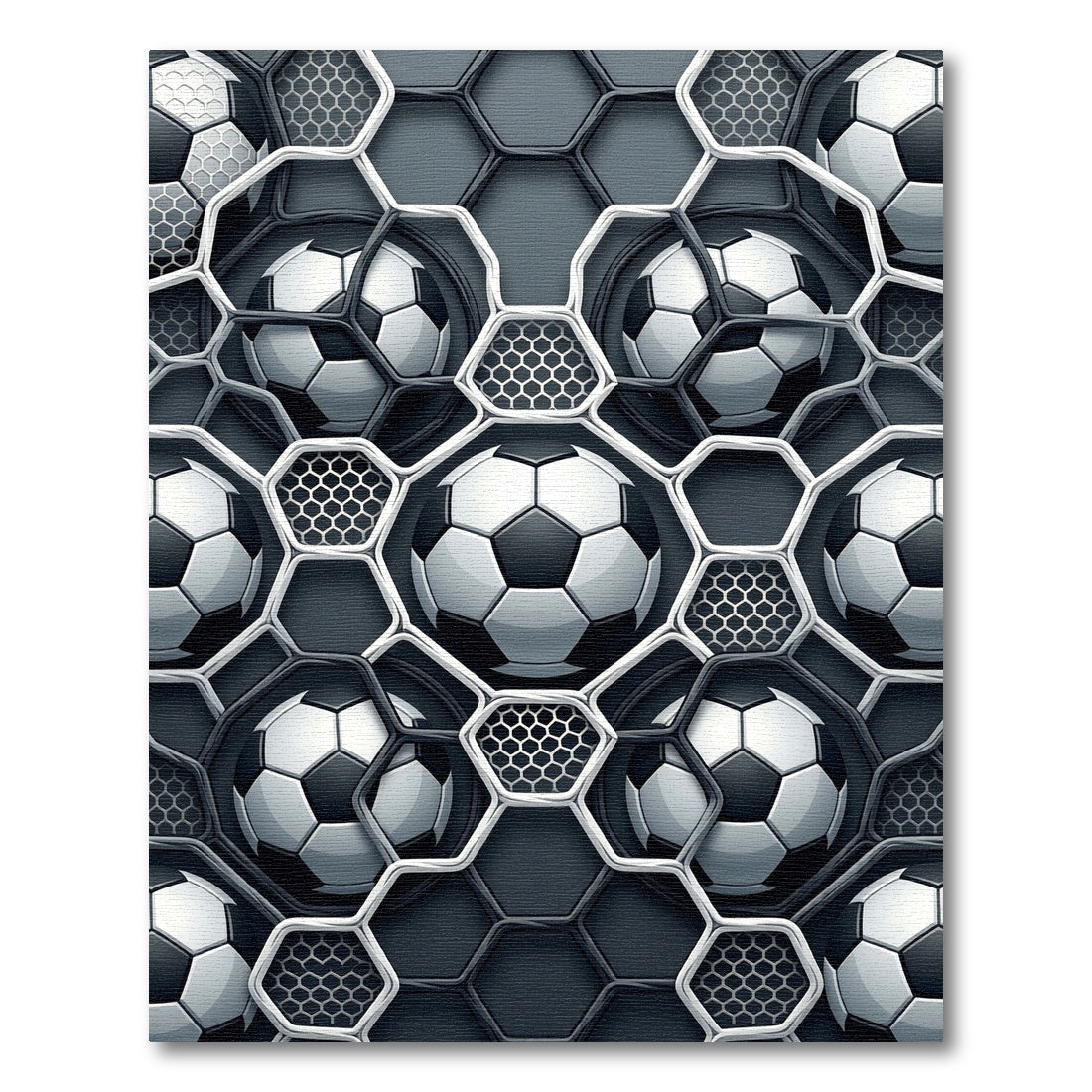 Monochromatic Geometric Soccer Ball Hexagon Sphere Rug