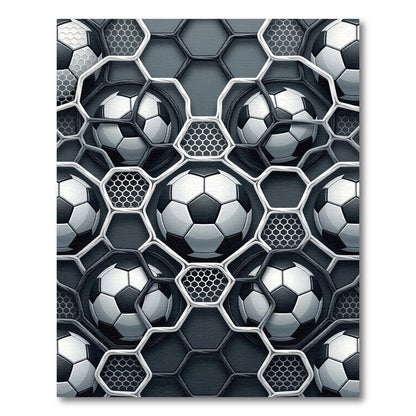 Monochromatic Geometric Soccer Ball Hexagon Sphere Rug