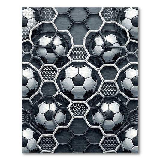Monochromatic Geometric Soccer Ball Hexagon Sphere Rug
