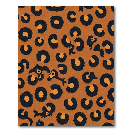 Orange Black Leopard Spots Accent Rug