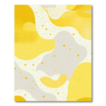 Abstract Yellow Gray Organic Shapes Rug