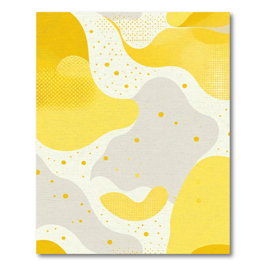 Abstract Yellow Gray Organic Shapes Rug