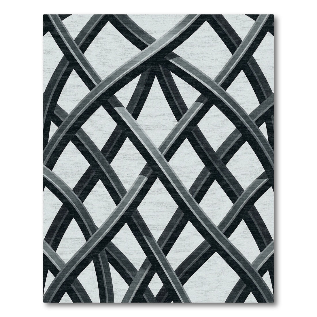 Minimalist Monochrome Intersecting Curved Geometric Lines Rug
