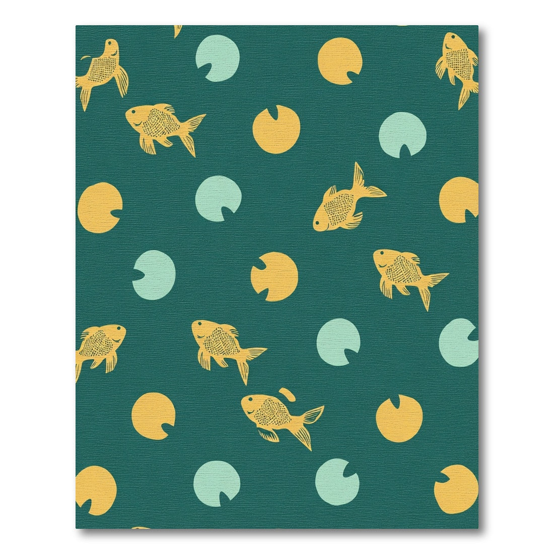 Golden Fish Teal Lily Pads Rug
