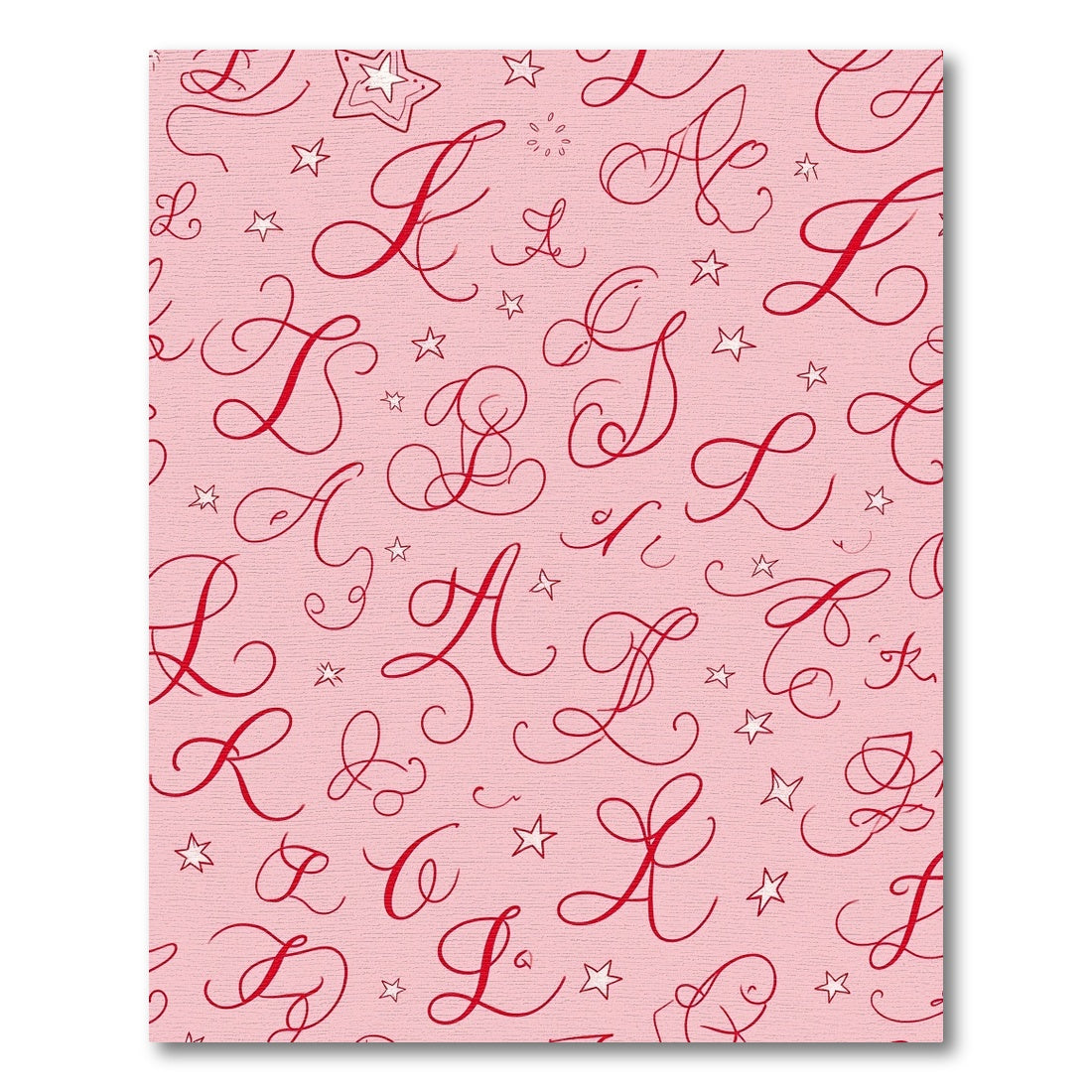 Red Calligraphic Alphabet Stars Rug