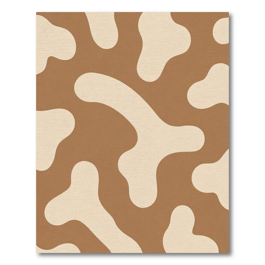 Brown Cream Abstract Blob Rug