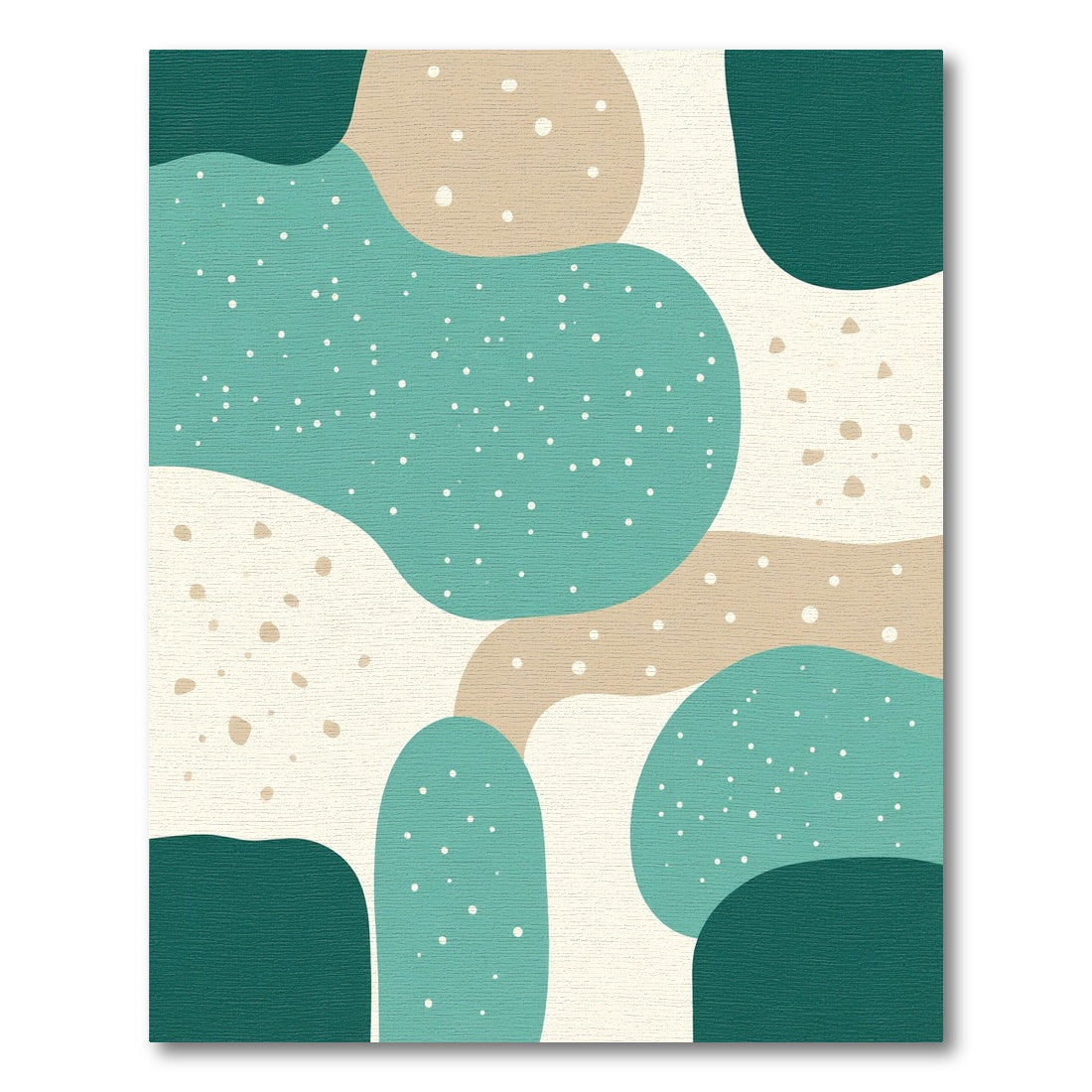 Abstract Teal Tan Organic Shapes Rug