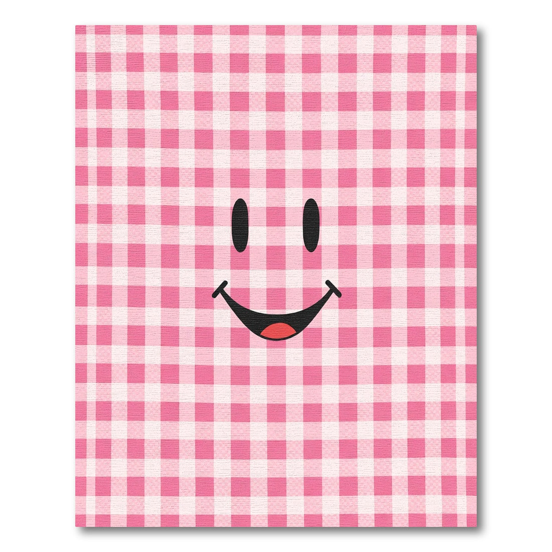Pink Plaid Happy Face Charm Rug