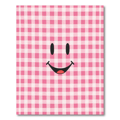 Pink Plaid Happy Face Charm Rug