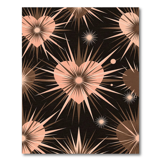 Salmon Starburst Heart Pattern Rug