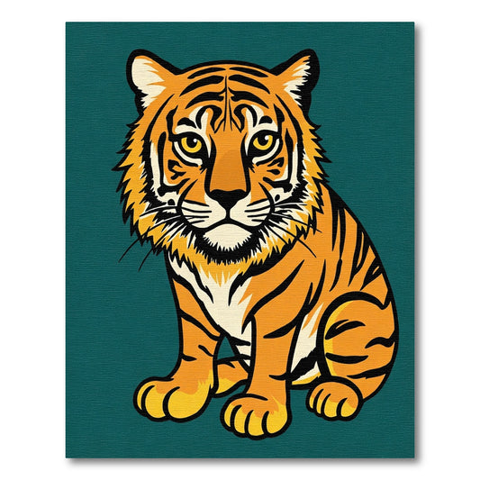 Bold Orange Tiger Majestic Sitting Rug