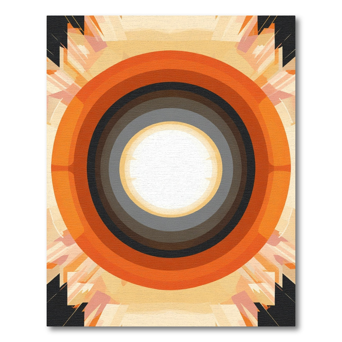 Fiery Concentric Circles Sunburst Rug