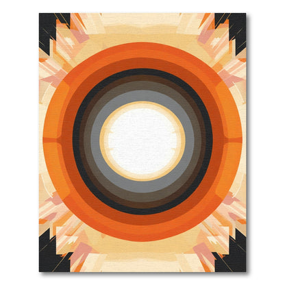 Fiery Concentric Circles Sunburst Rug
