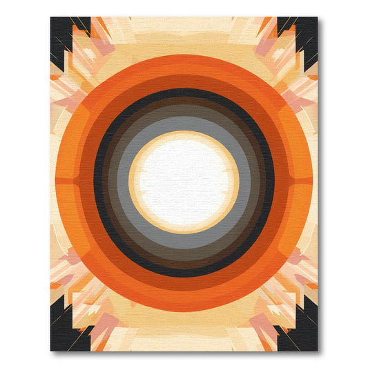 Fiery Concentric Circles Sunburst Rug