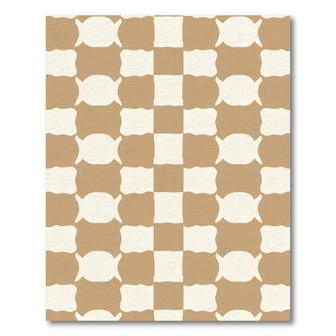 Tan Cream Checkerboard Bowtie Accordion Rug
