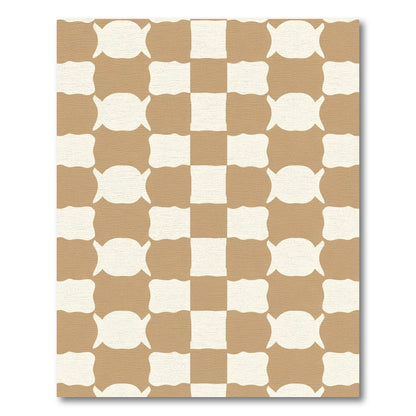 Tan Cream Checkerboard Bowtie Accordion Rug