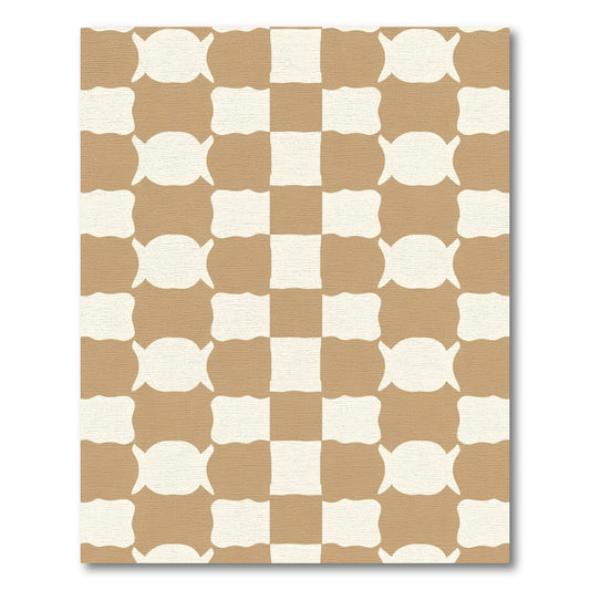 Tan Cream Checkerboard Bowtie Accordion Rug