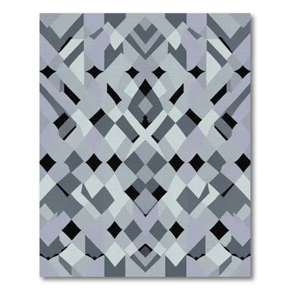 Cool Gray Geometric Interlocking Shape Rug