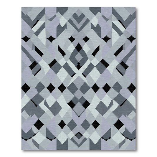 Cool Gray Geometric Interlocking Shape Rug