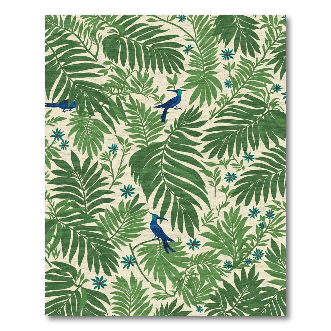 Lush Greenery Blue Bird Tropical Rug