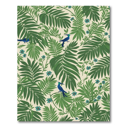 Lush Greenery Blue Bird Tropical Rug