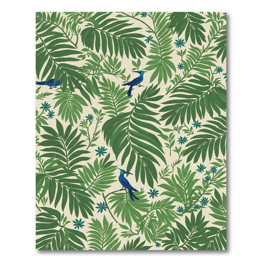 Lush Greenery Blue Bird Tropical Rug