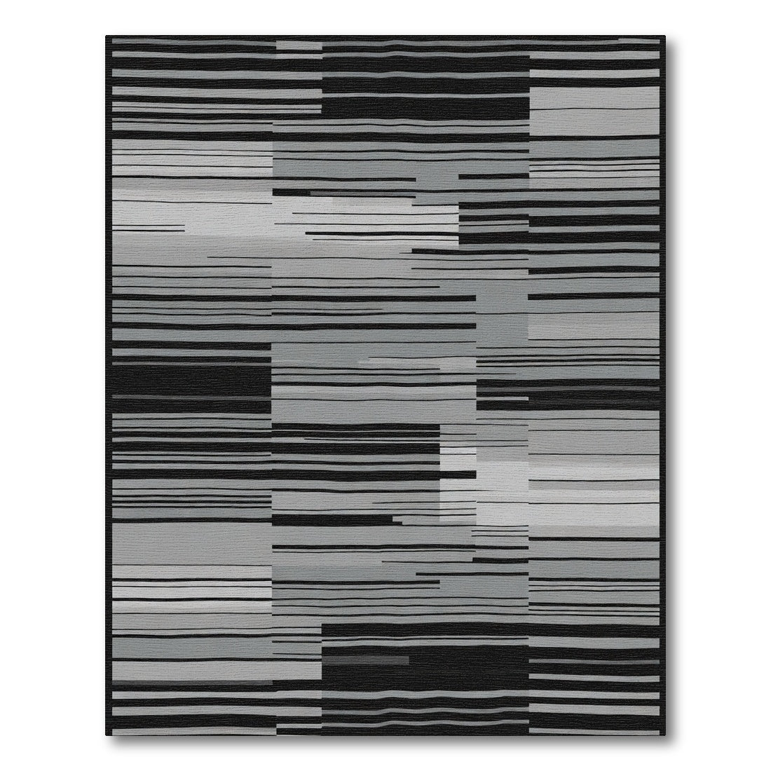Monochromatic Horizontal Stripe Collage Rug