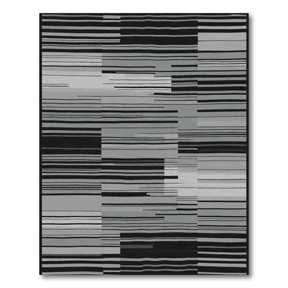 Monochromatic Horizontal Stripe Collage Rug