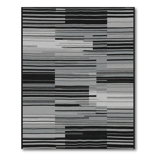 Monochromatic Horizontal Stripe Collage Rug