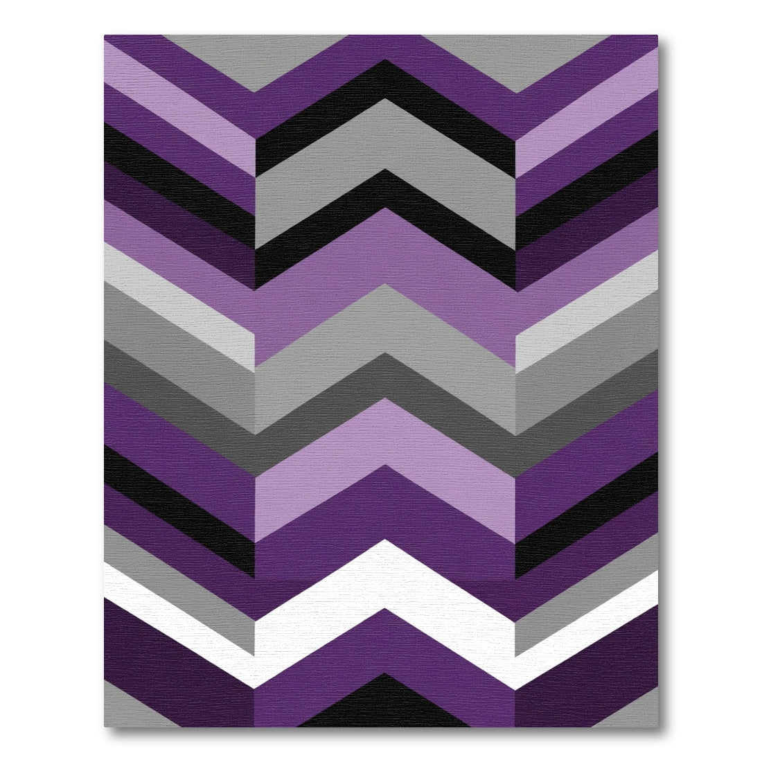 Purple Gray Black White Chevron Accents Rug