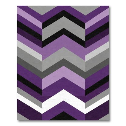 Purple Gray Black White Chevron Accents Rug