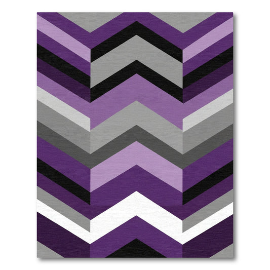 Purple Gray Black White Chevron Accents Rug