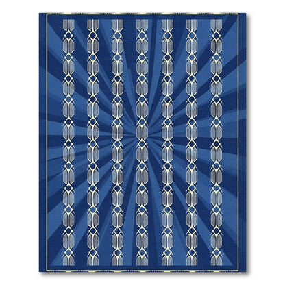 Art Deco Blue Sunburst Scarab Rug