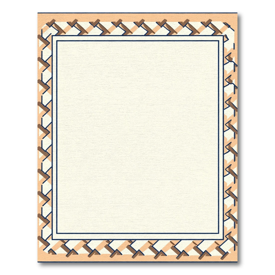 Geometric Tan And Navy Border Rug
