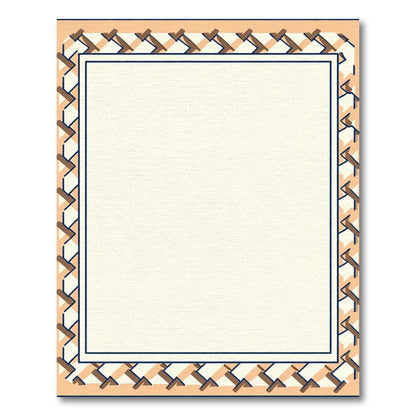 Geometric Tan And Navy Border Rug