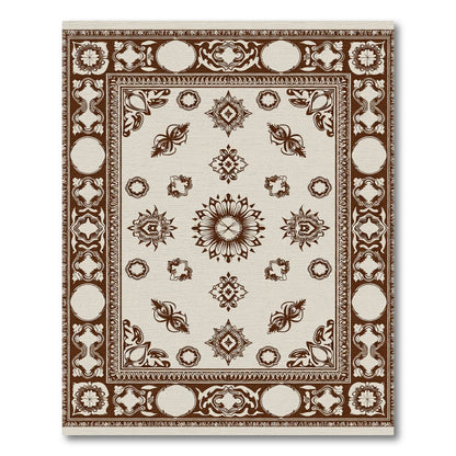 Ornate Brown Floral Medallion Rug