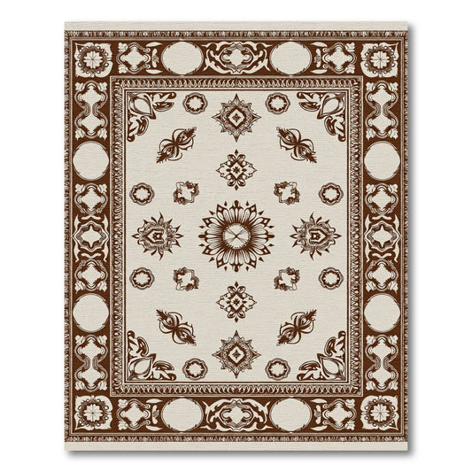Ornate Brown Floral Medallion Rug